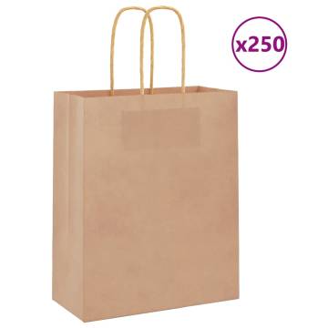 Brown Paper Bags with Handles - 250 pcs | Eco-Friendly Packaging