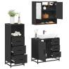  3 Piece Bathroom Furniture Set Black Engineered Wood Colour black Number of 1 