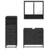 Stylish 3 Piece Bathroom Furniture Set - Black Engineered Wood