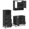 Stylish 3 Piece Bathroom Furniture Set - Black Engineered Wood