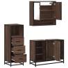 3 Piece Bathroom Furniture Set - Brown Oak Engineered Wood