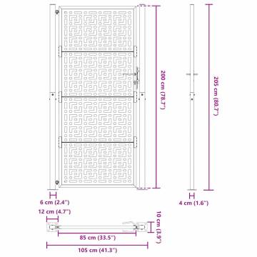 Garden Gate 105x205 cm Weathering Steel Cross Design - Durable & Elega