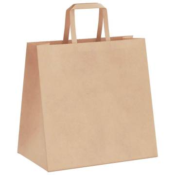 Brown Paper Bags with Handles - 50 pcs, 26x17x25 cm