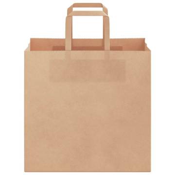 Brown Paper Bags with Handles - 50 pcs, 26x17x25 cm