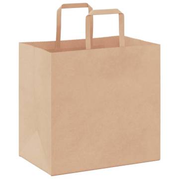 Brown Paper Bags with Handles - 50 pcs, 26x17x25 cm