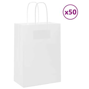 Sustainable Paper Bags with Handles - 50 pcs White | HipoMarket