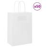  Paper Bags 50 pcs with Handles White 15x8x21 cm Colour white Size 15 x 8 x 21 cm Quantity in Package 50 