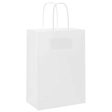 Sustainable Paper Bags with Handles - 50 pcs White | HipoMarket