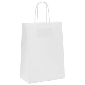 Sustainable Paper Bags with Handles - 50 pcs White | HipoMarket