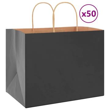 Premium Black Paper Bags with Handles - 50 pcs | Hipo Market