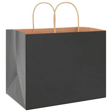 Premium Black Paper Bags with Handles - 50 pcs | Hipo Market