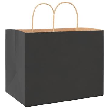 Premium Black Paper Bags with Handles - 50 pcs | Hipo Market