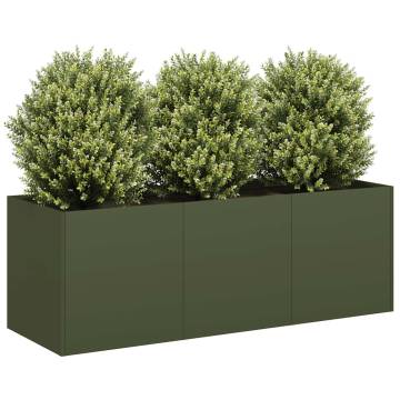 Stylish Olive Green Planter - 120x40x40 cm Cold-Rolled Steel