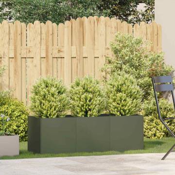 Stylish Olive Green Planter - 120x40x40 cm Cold-Rolled Steel