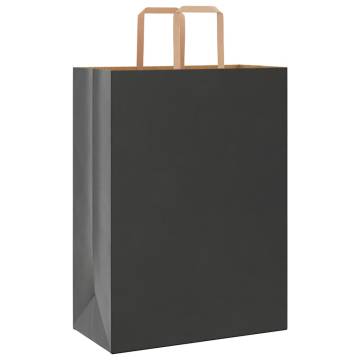 50 Pcs Black Paper Bags with Handles - Eco-Friendly & Versatile