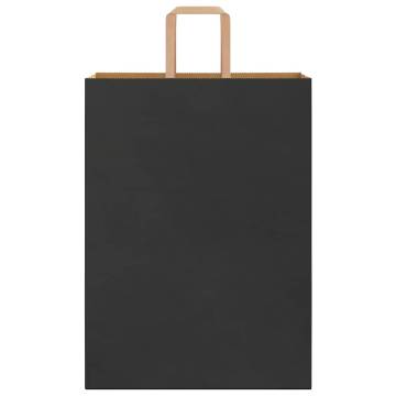 50 Pcs Black Paper Bags with Handles - Eco-Friendly & Versatile