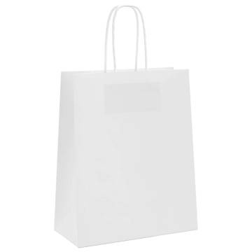 Paper Bags with Handles - 250 pcs, White, 18x8x22 cm