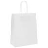 Paper Bags with Handles - 250 pcs, White, 18x8x22 cm