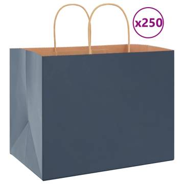 250 Blue Paper Bags with Handles - Sustainable & Versatile