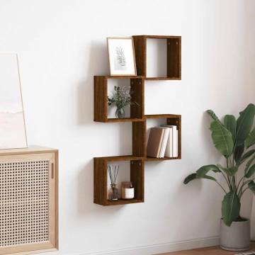 Wall Cube Shelves 4 pcs Brown Oak - Stylish Space Saver