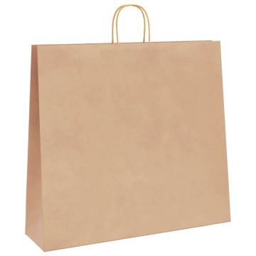 Durable Brown Paper Bags with Handles - 50 pcs | HipoMarket