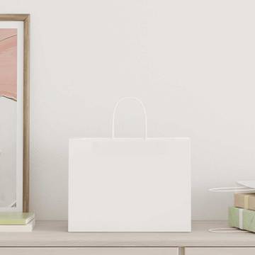 250 White Paper Bags with Handles - Eco-Friendly & Durable