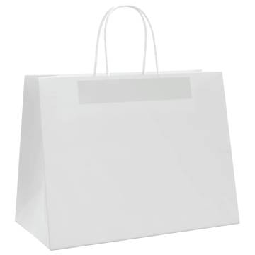 250 White Paper Bags with Handles - Eco-Friendly & Durable