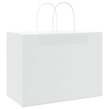 250 White Paper Bags with Handles - Eco-Friendly & Durable