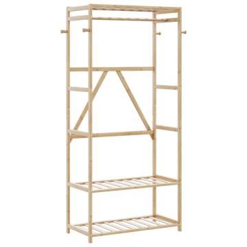 Bamboo Clothes Rack with Shelves | 80x40x175 cm | HipoMarket