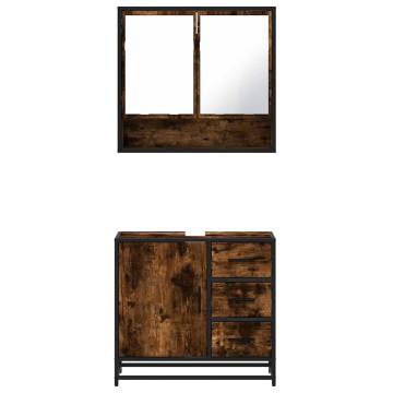 2 Piece Bathroom Furniture Set - Smoked Oak Style | Hipomarket