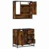 2 Piece Bathroom Furniture Set - Smoked Oak Style | Hipomarket