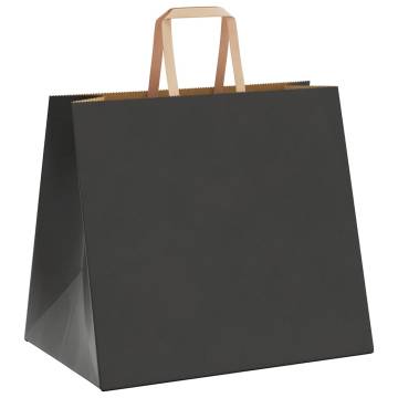 50 Pack Black Paper Bags with Handles - Eco-Friendly & Durable