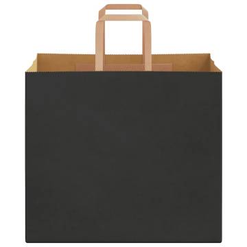 50 Pack Black Paper Bags with Handles - Eco-Friendly & Durable