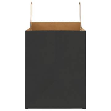 50 Pack Black Paper Bags with Handles - Eco-Friendly & Durable