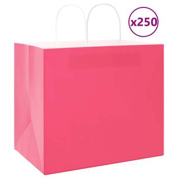 250 Pink Paper Bags with Handles - Eco-Friendly & Durable