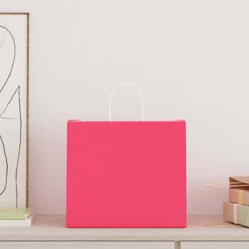 250 Pink Paper Bags with Handles - Eco-Friendly & Durable