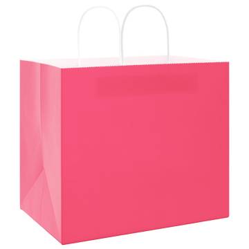 250 Pink Paper Bags with Handles - Eco-Friendly & Durable