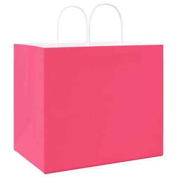 250 Pink Paper Bags with Handles - Eco-Friendly & Durable