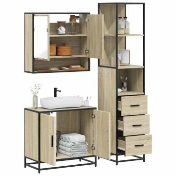 3 Piece Bathroom Furniture Set - Sonoma Oak Wood | HipoMarket