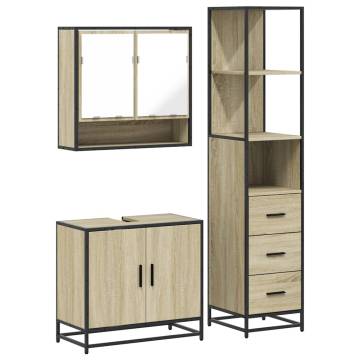 3 Piece Bathroom Furniture Set - Sonoma Oak Wood | HipoMarket