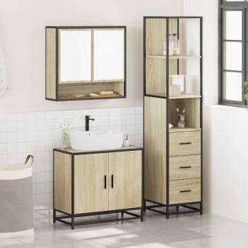 3 Piece Bathroom Furniture Set - Sonoma Oak Wood | HipoMarket