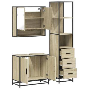 3 Piece Bathroom Furniture Set - Sonoma Oak Wood | HipoMarket