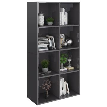 High Gloss Grey Book Cabinet & Sideboard - 66x30x130 cm