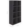 High Gloss Grey Book Cabinet & Sideboard - 66x30x130 cm