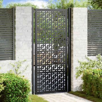 Garden Gate Black 105x205 cm Steel Cross Design | HipoMarket