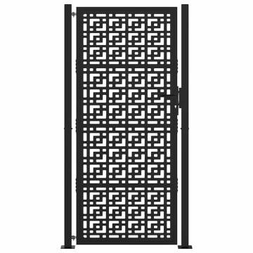 Garden Gate Black 105x205 cm Steel Cross Design | HipoMarket