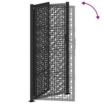 Garden Gate Black 105x205 cm Steel Cross Design | HipoMarket