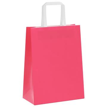 50 Pink Paper Bags with Handles - Eco-Friendly & Durable