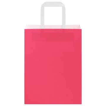 50 Pink Paper Bags with Handles - Eco-Friendly & Durable