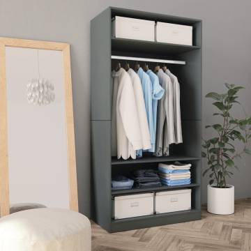 Stylish Grey Wardrobe 100x50x200 cm - Engineered Wood